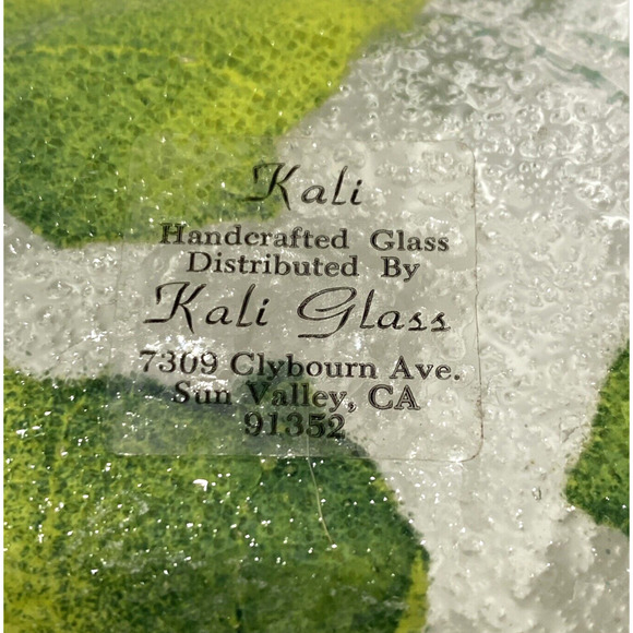 Kali Studio Art Glass Fused Pink & Green Floral Fruit Bowl Ruffle Edge Dish Bowl - Picture 5 of 7